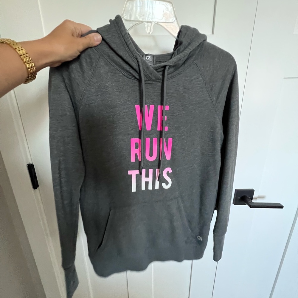 Gap Fit size small hoodie “We run this”.